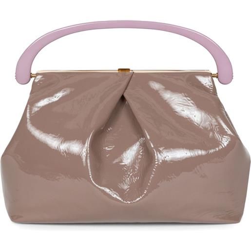 DRIES VAN NOTEN borsa tote in pelle con pieghe - marrone