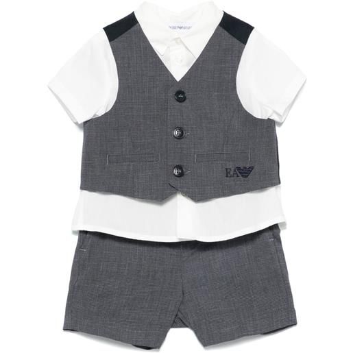 Emporio Armani Kids set con shorts a quadri - grigio