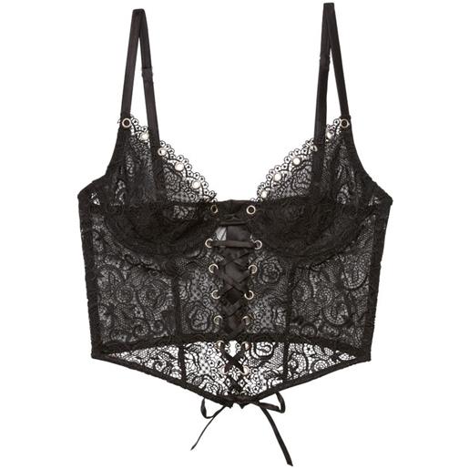 Fleur Du Mal bustino con laccetti e occhielli - nero