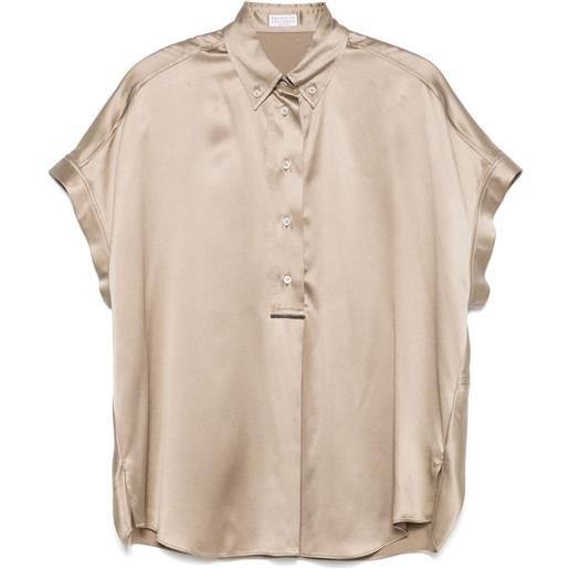 Brunello Cucinelli blusa in raso - marrone