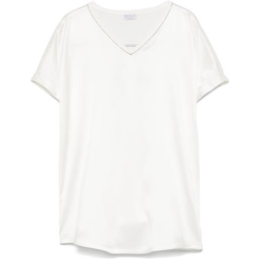 Brunello Cucinelli blusa in raso - bianco