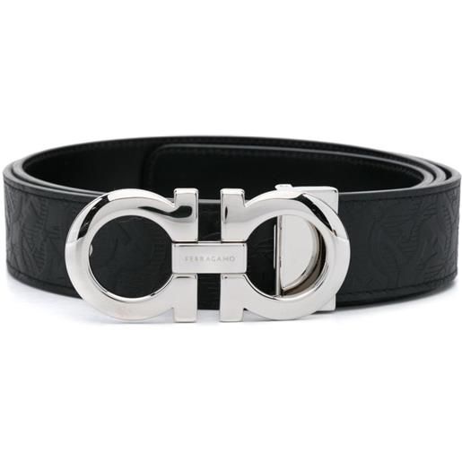 Ferragamo cintura goffrata gancini - nero