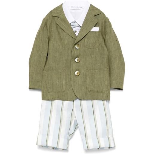 Colorichiari set blazer, camicia e shorts a righe - verde