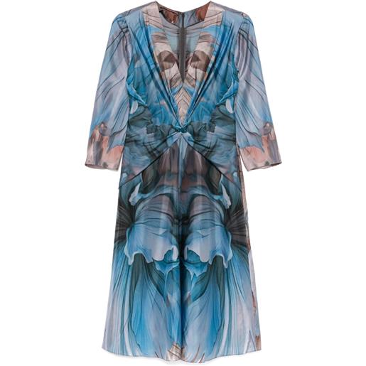 Alberta Ferretti abito midi con stampa astratta - blu
