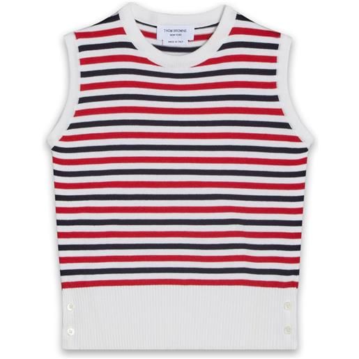 Thom Browne Kids top smanicato in maglia a righe - rosso