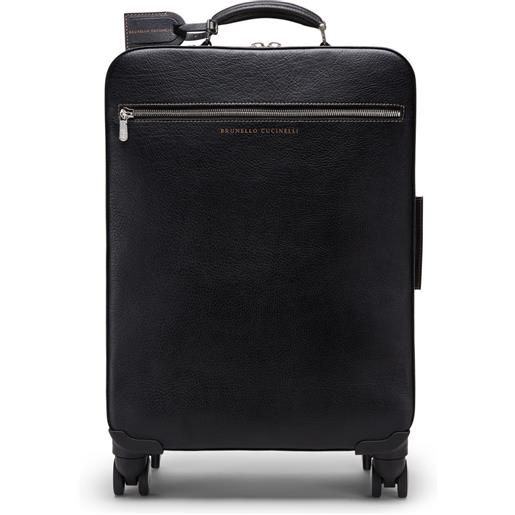 Brunello Cucinelli valigia in pelle pieno fiore - nero
