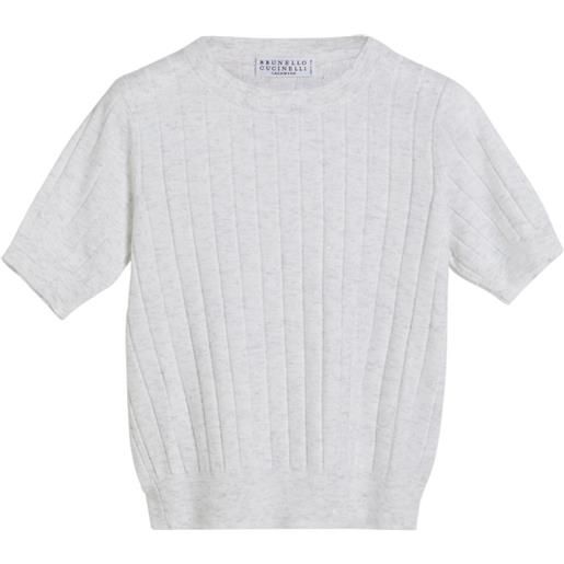 Brunello Cucinelli Kids t-shirt in maglia - bianco