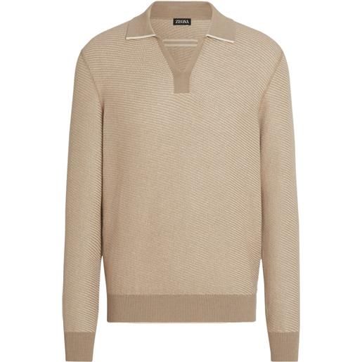 Zegna polo in cashmere e seta - toni neutri