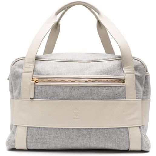 Eleventy borsone con logo goffrato - grigio