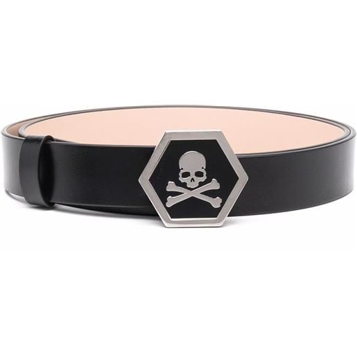 Philipp Plein cintura con teschio - nero