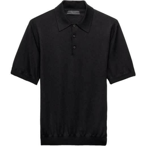Prada polo in maglia fine - nero