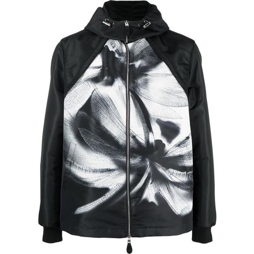Alexander McQueen bomber con cappuccio dragonfly shadow - nero
