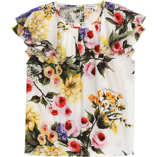 Dolce & Gabbana Kids blusa con stampa giardino - bianco
