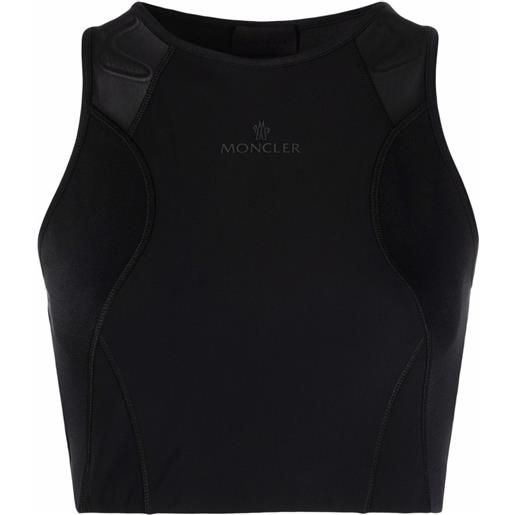 Moncler top crop con stampa - nero