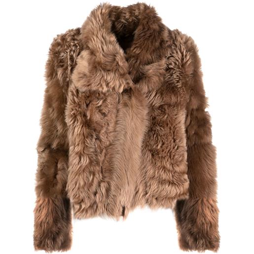 Yves Salomon giacca con colletto rialzato - marrone