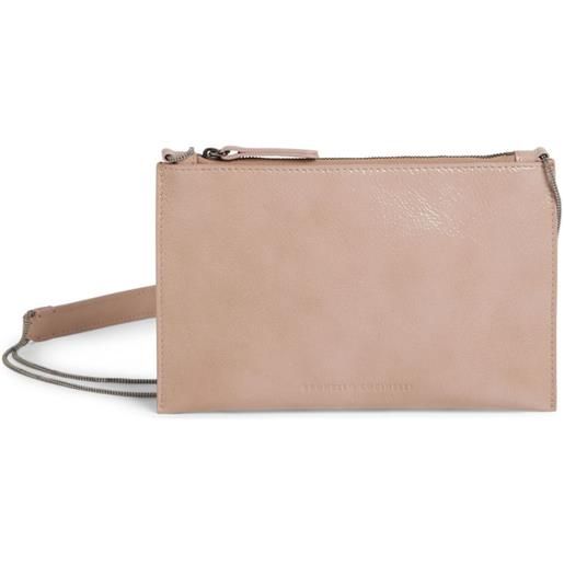 Brunello Cucinelli Kids borsa a spalla con logo goffrato - rosa
