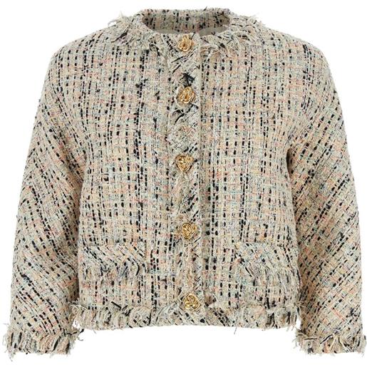 Alexander McQueen giacca con frange in tweed - toni neutri