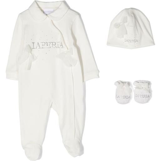 La Perla Kids set neonato con ricamo - bianco