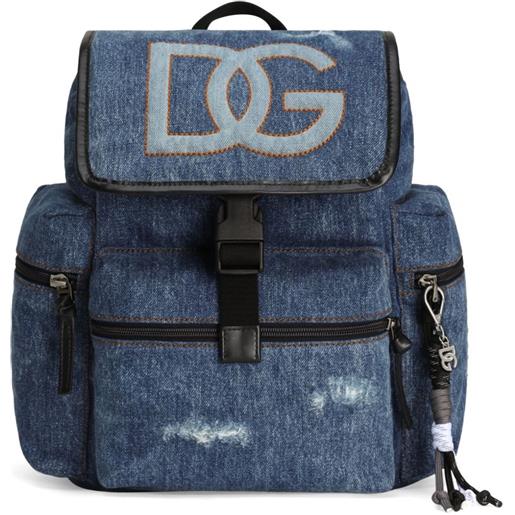 Dolce & Gabbana Kids zaino denim con logo - blu