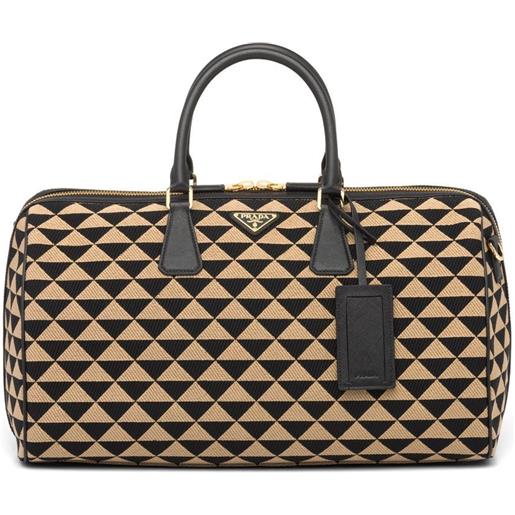 Prada borsa da viaggio symbole con ricamo - nero