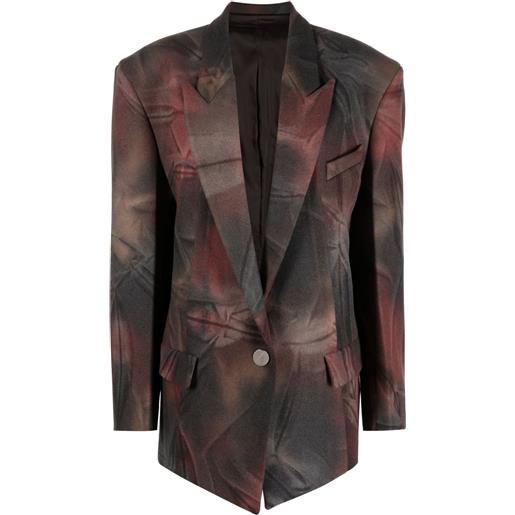 The Attico blazer oversize glen con fantasia tie-dye - marrone