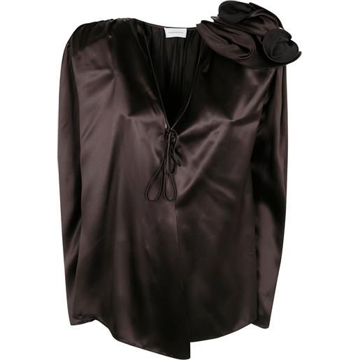 Magda Butrym top con dettaglio a fiore - marrone