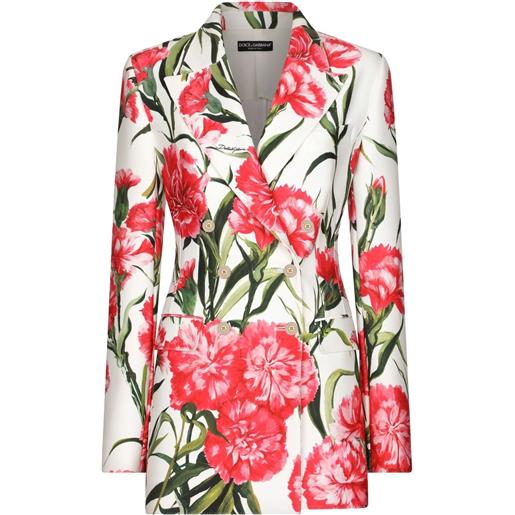 Dolce & Gabbana blazer doppiopetto a fiori - bianco