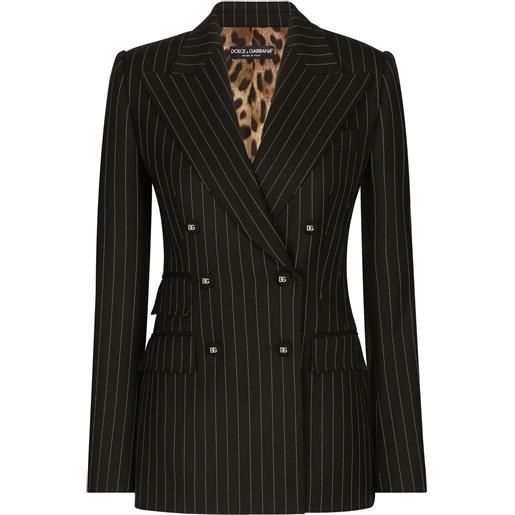 Dolce & Gabbana blazer doppiopetto a righe - nero