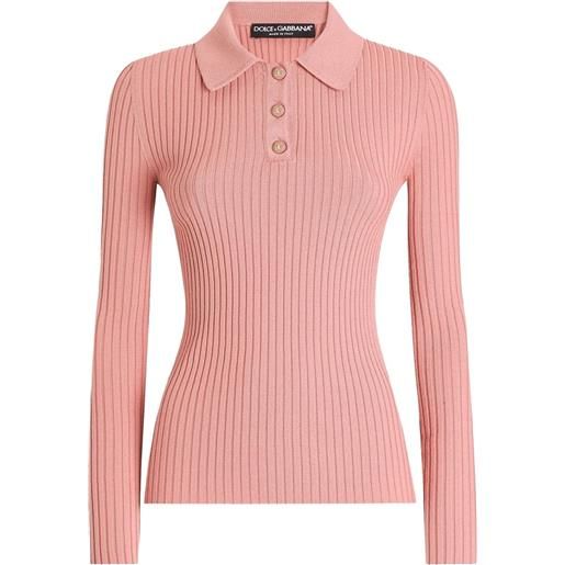 Dolce & Gabbana polo dna a coste - rosa