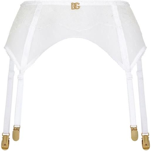 Dolce & Gabbana reggicalze con ricamo a fiori - bianco