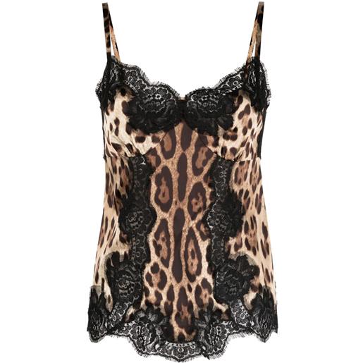 Dolce & Gabbana canottiera leopardata - marrone