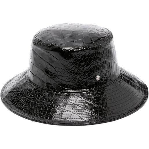 Versace cappello bucket con effetto coccodrillo - nero