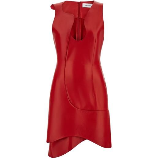 Ferragamo abito corto in pelle - rosso