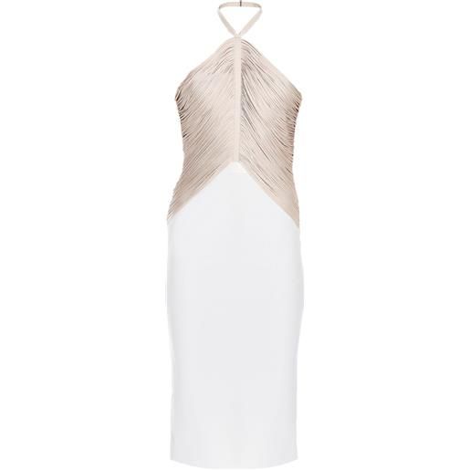 Hervé Léger abito midi con frange - bianco