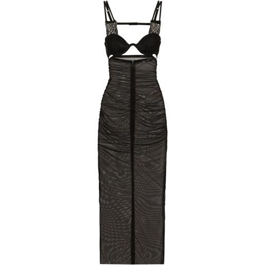 Dolce & Gabbana abito midi semi trasparente - nero