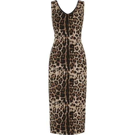 Dolce & Gabbana leopard-print sleeveless dress - marrone