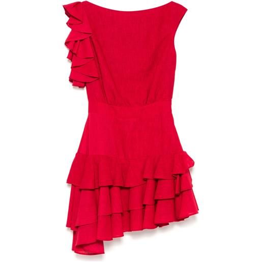 Saiid Kobeisy abito corto con ruches - rosso