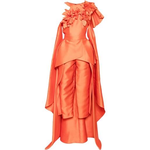 Saiid Kobeisy tuta intera mikado con ricamo - arancione