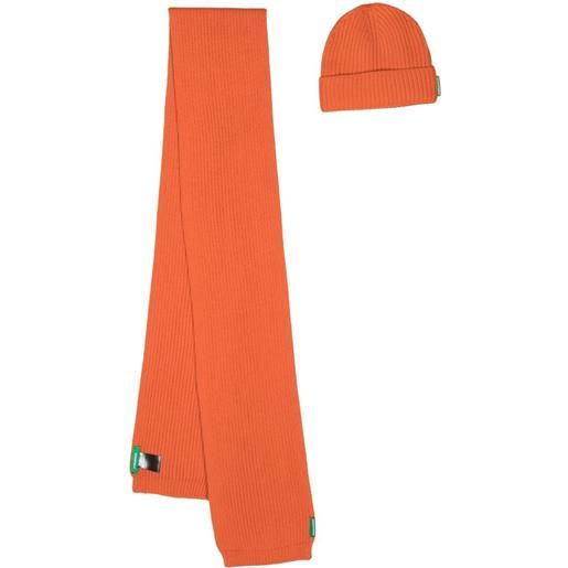 DSQUARED2 set sciarpa e berretto a coste - arancione