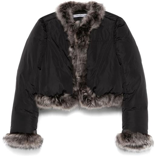 Alexander Wang giacca imbottita con bordo in pelliccia sintetica - nero