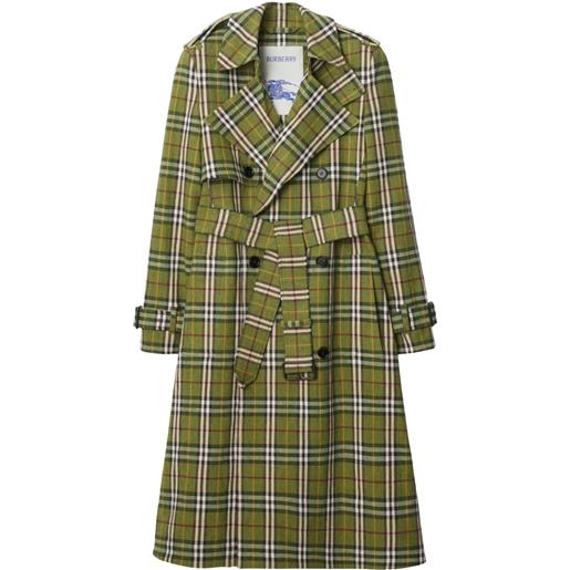 Burberry trench lungo a quadri - verde