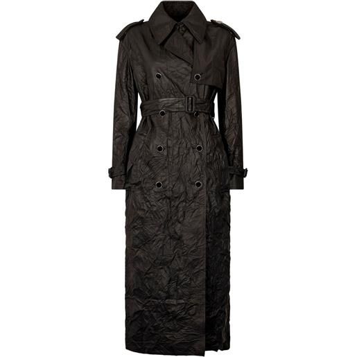 Roberto Cavalli trench con effetto stropicciato - nero