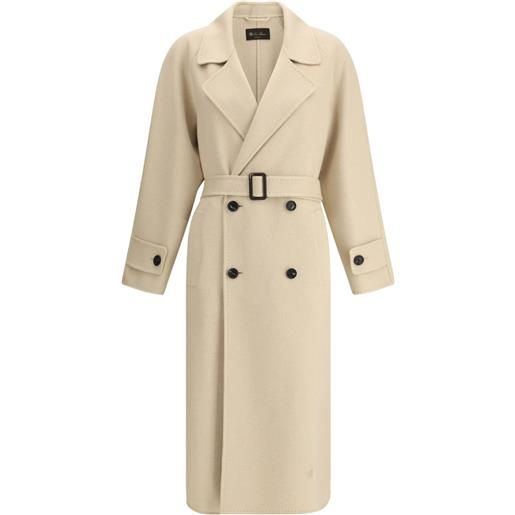 Loro Piana cappotto doppiopetto con cintura - marrone