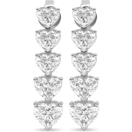 Orecchini Pendenti Da Donna In Oro Bianco Con Vero Diamanti Naturali Autentici ( non creati in laboratorio ) Taglio Brillante 5.50 Carati