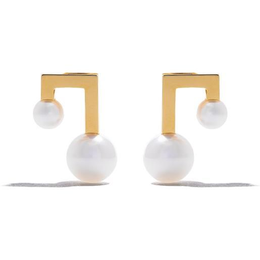TASAKI orecchini a bottone in oro 18kt e perla akoya balance note collection line