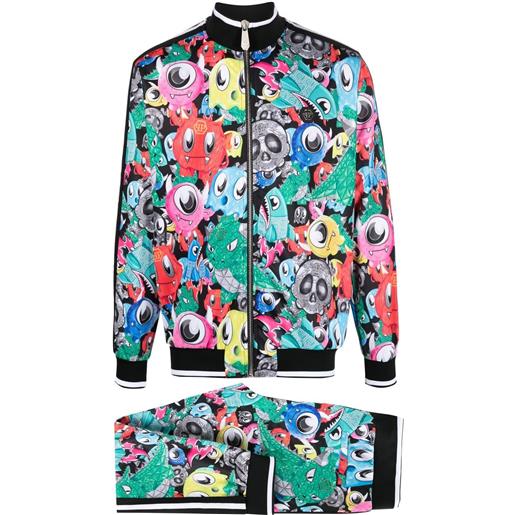 Philipp Plein tuta sportiva con stampa cartoon - nero