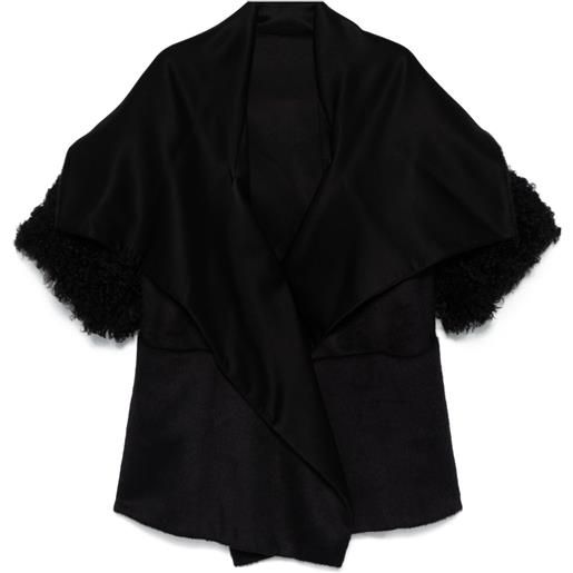 Alberta Ferretti mantella con bordo shearling - nero