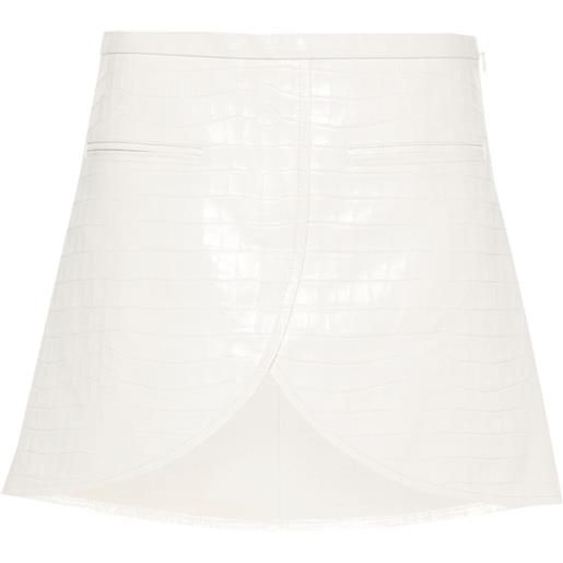 Courrèges minigonna ellipse con effetto coccodrillo goffrato - bianco