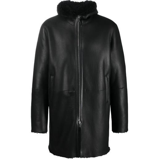 Tagliatore cappotto in shearling wilson con cappuccio - nero