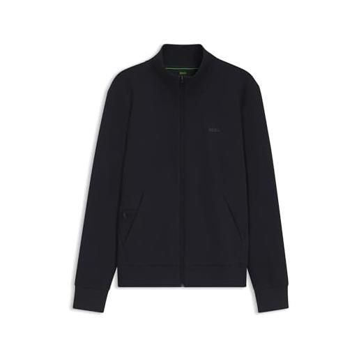 Boss felpa da uomo skaz in cotone elasticizzato con cerniera e logo stampato, blu scuro 402. , s